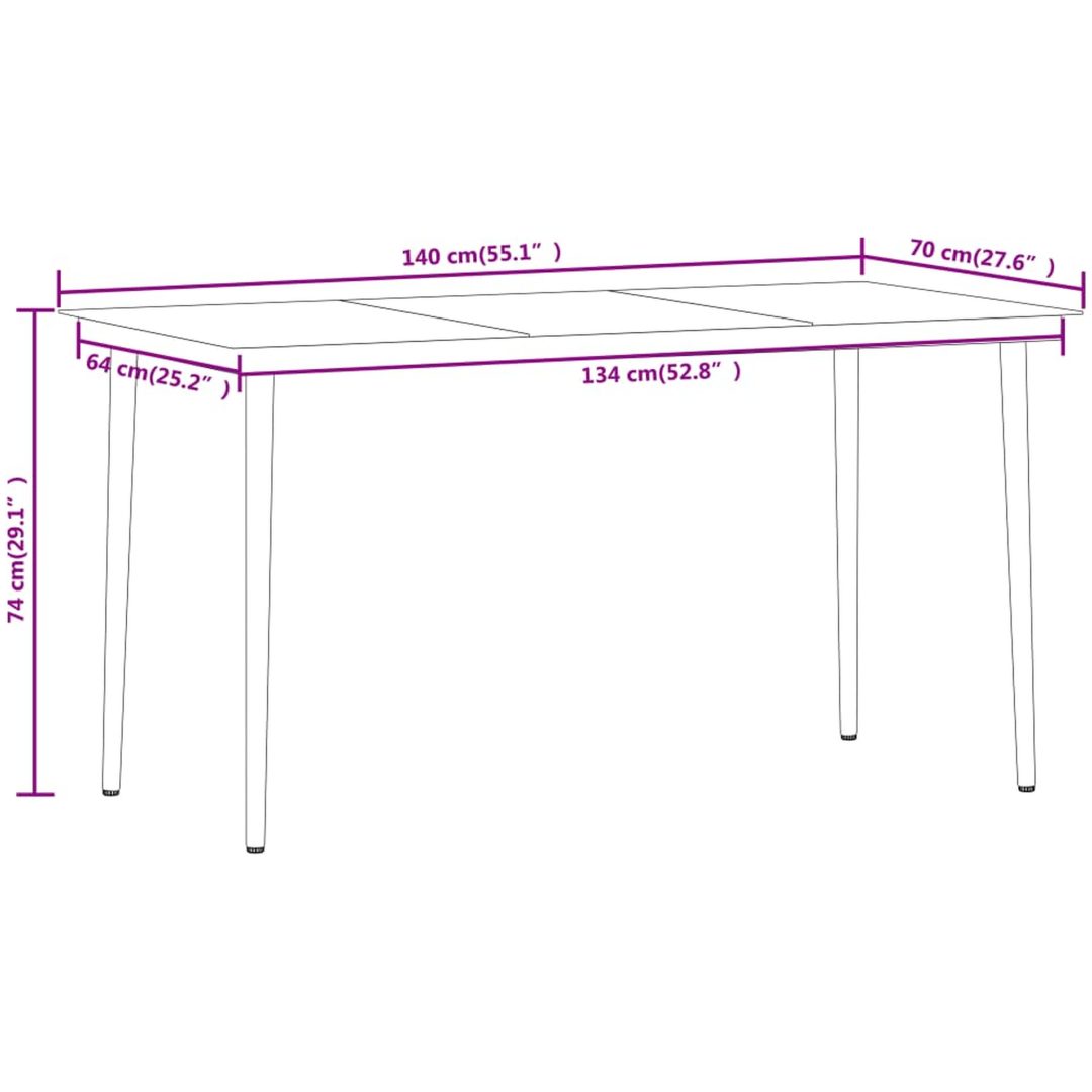 Matgrupp för trädgården 7 delar svart vidaXL 140 cm table length – bild 8