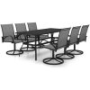 Matgrupp för trädgården 7 delar textilen och stål vidaXL 190 cm table length – miniatyr 2