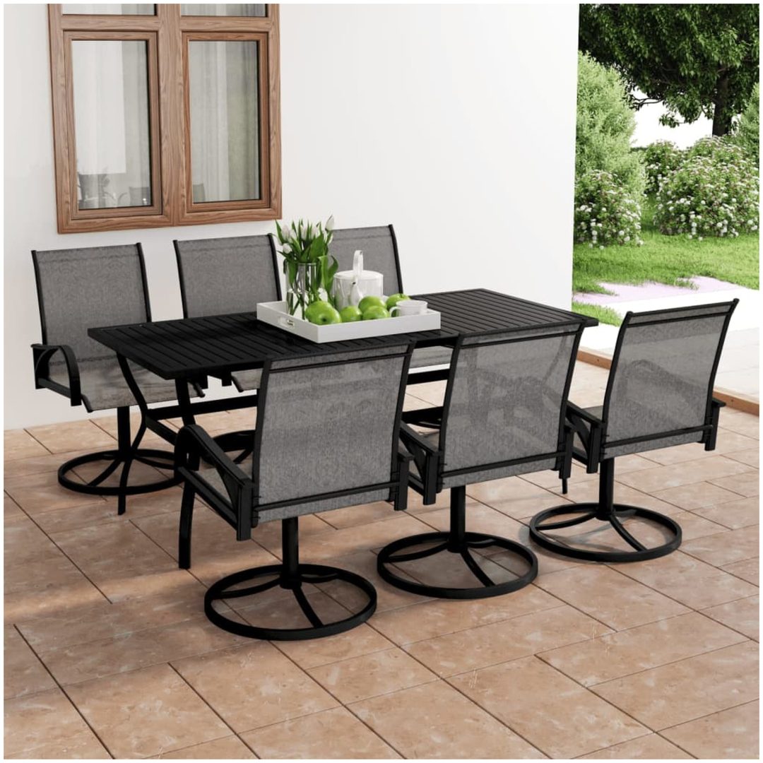 Matgrupp för trädgården 7 delar textilen och stål vidaXL 190 cm table length