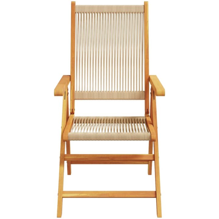 Matgrupp för trädgården 7delar beige polypropen och massivt trä vidaXL – bild 4