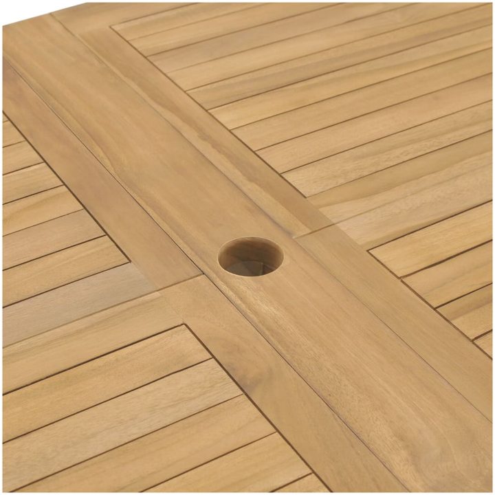 Matgrupp för trädgården 9 delar 180-280x100x75 cm teakträ vidaXL – bild 10