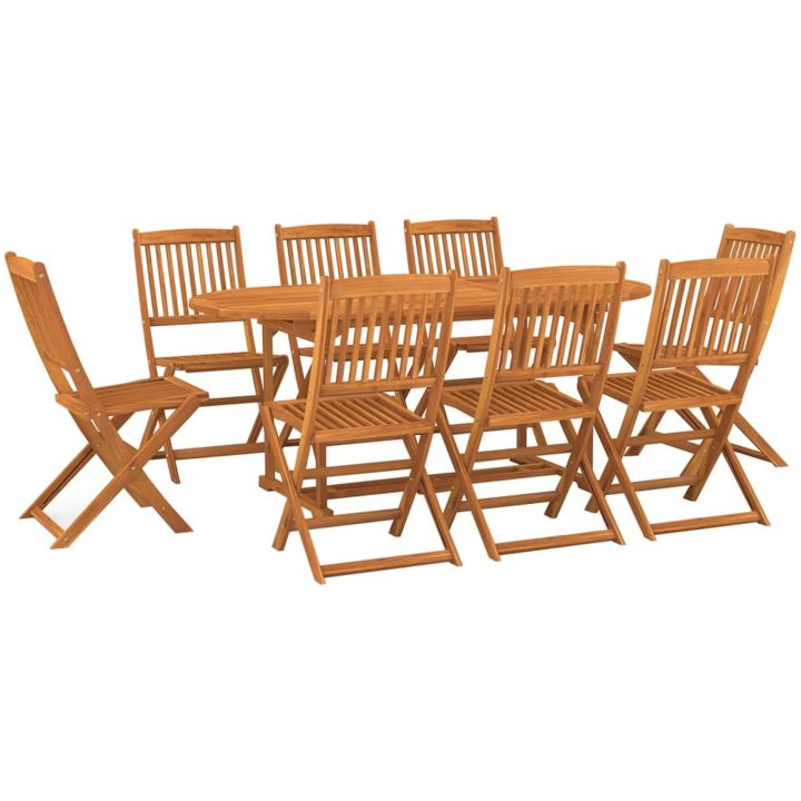 Matgrupp för trädgården 9 delar 180x90x75 cm massivt akaciaträ vidaXL – bild 2