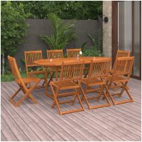 Matgrupp för trädgården 9 delar 180x90x75 cm massivt akaciaträ vidaXL