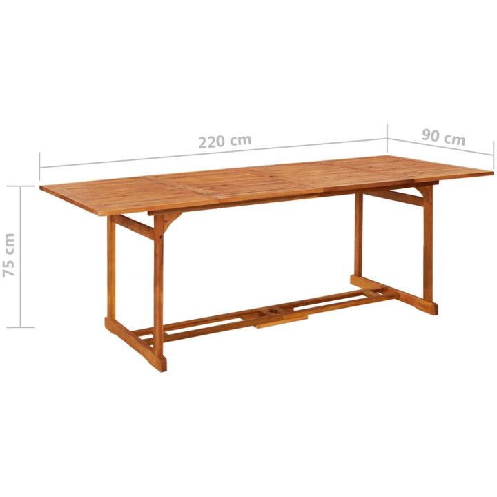 Matgrupp för trädgården 9 delar 220x90x75 cm massivt akaciaträ vidaXL – bild 12
