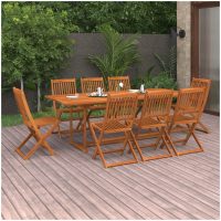 Matgrupp för trädgården 9 delar 220x90x75 cm massivt akaciaträ vidaXL