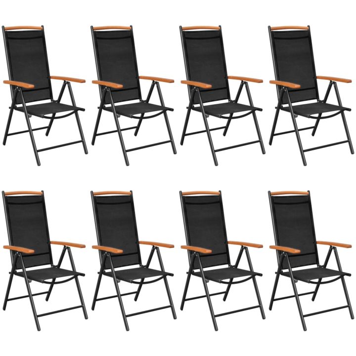 Matgrupp för trädgården 9 delar aluminium svart vidaXL 185 cm table length – bild 2