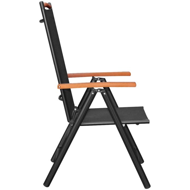 Matgrupp för trädgården 9 delar aluminium svart vidaXL 185 cm table length – bild 4