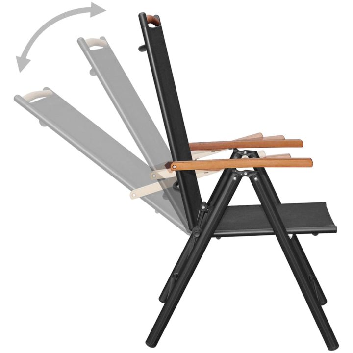 Matgrupp för trädgården 9 delar aluminium svart vidaXL 185 cm table length – bild 5