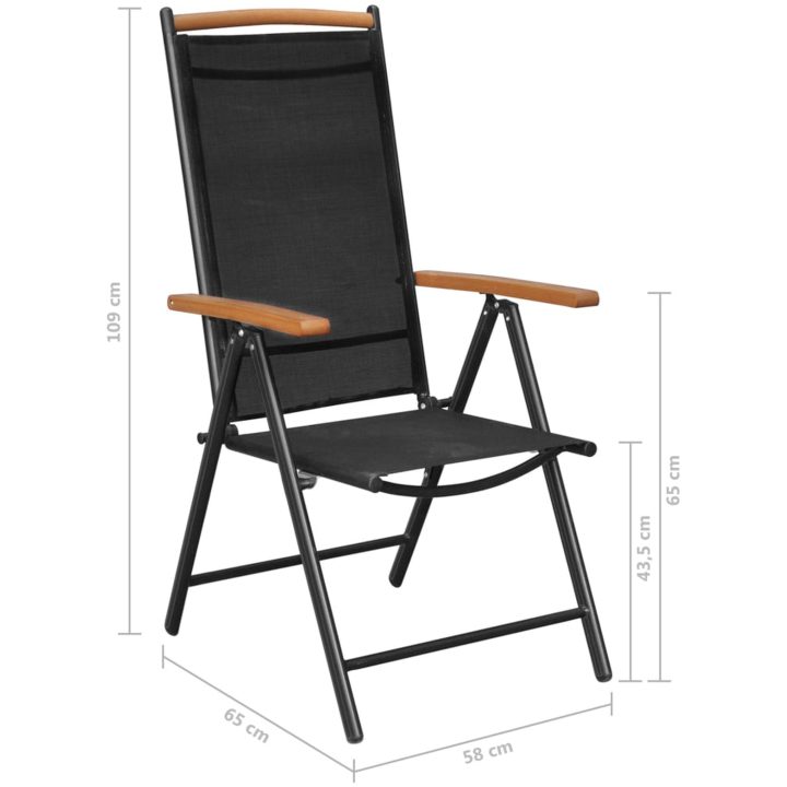 Matgrupp för trädgården 9 delar aluminium svart vidaXL 185 cm table length – bild 10