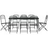 Matgrupp för trädgården 9 delar antracit metallnät vidaXL 165 cm table length – miniatyr 2