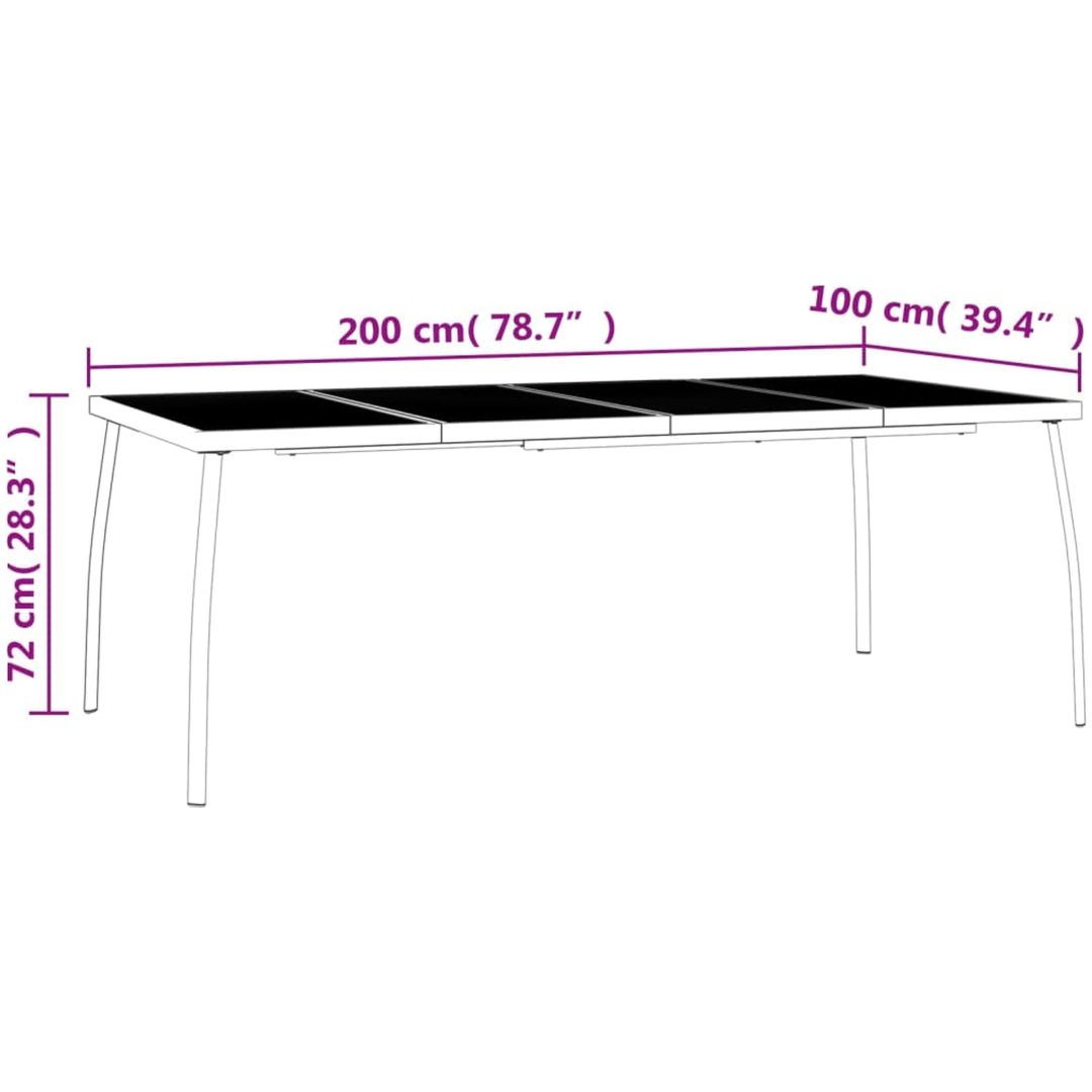Matgrupp för trädgården 9 delar antracit stål vidaXL 200 cm table length – bild 11