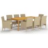 Matgrupp för trädgården 9 delar beige vidaXL – miniatyr 1