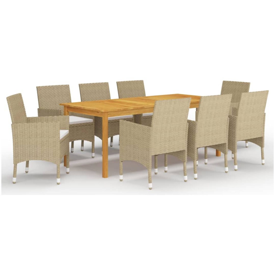 Matgrupp för trädgården 9 delar beige vidaXL