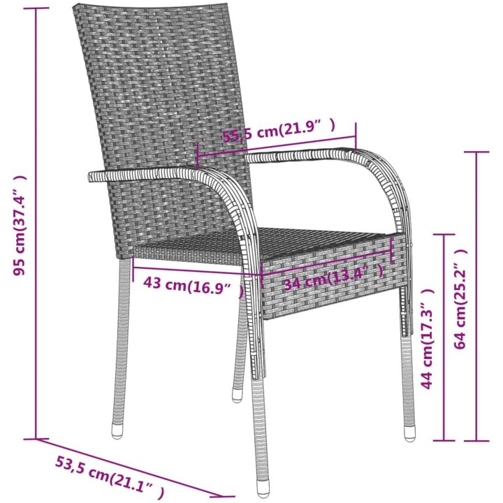 Matgrupp för trädgården 9 delar brun och svart vidaXL 200 cm table length – bild 8