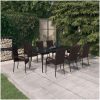 Matgrupp för trädgården 9 delar brun och svart vidaXL 200 cm table length – miniatyr 1