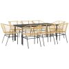 Matgrupp för trädgården 9 delar brun polyrotting glas vidaXL 200 x 100 x 74 cm – miniatyr 2