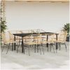 Matgrupp för trädgården 9 delar brun polyrotting glas vidaXL 200 x 100 x 74 cm – miniatyr 3