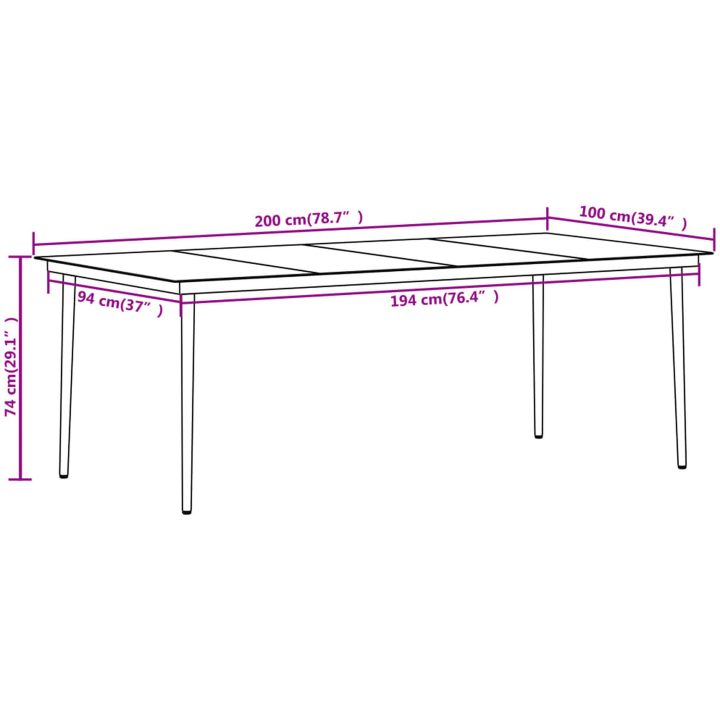 Matgrupp för trädgården 9 delar ek vidaXL 200 cm table length – bild 8