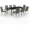 Matgrupp för trädgården 9 delar grå och svart vidaXL 200 cm table length – miniatyr 2