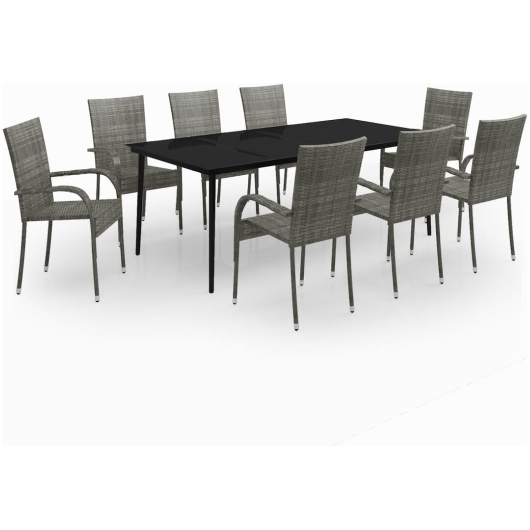Matgrupp för trädgården 9 delar grå och svart vidaXL 200 cm table length – bild 2
