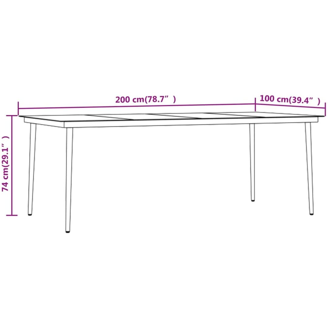 Matgrupp för trädgården 9 delar grå och svart vidaXL 200 cm table length – bild 9
