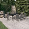 Matgrupp för trädgården 9 delar grå och svart vidaXL 200 cm table length – miniatyr 1