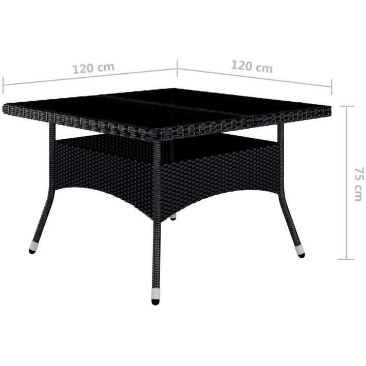 Matgrupp för trädgården 9 delar konstrotting och akaciaträ svart vidaXL – bild 12