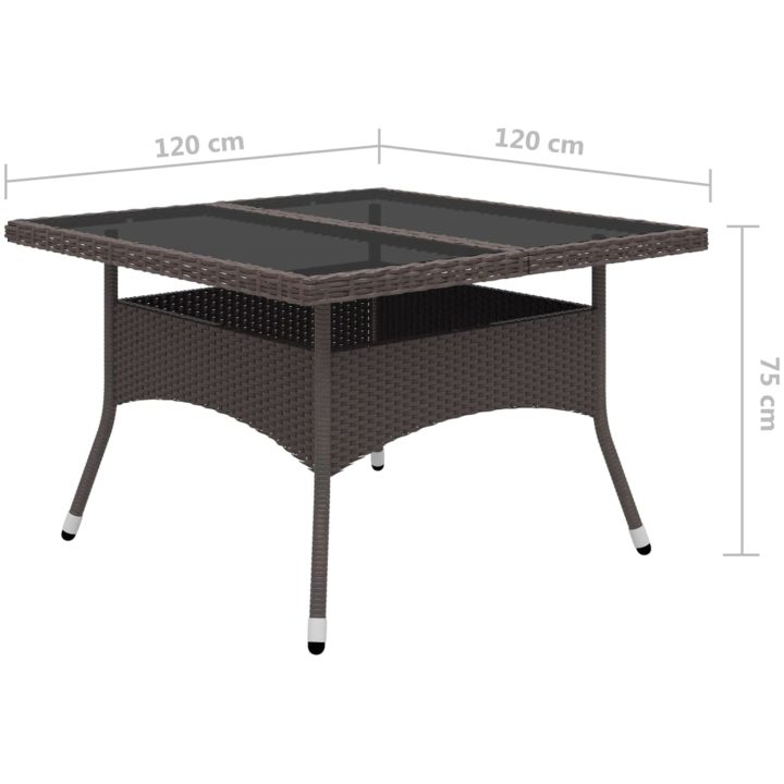 Matgrupp för trädgården 9 delar konstrotting och glas brun vidaXL – bild 12
