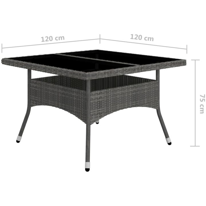 Matgrupp för trädgården 9 delar konstrotting och glas grå vidaXL – bild 11
