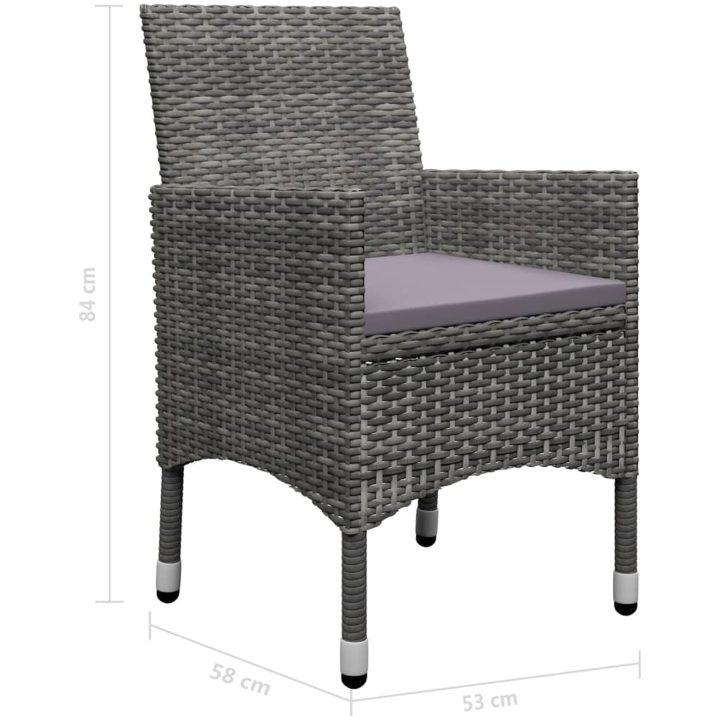 Matgrupp för trädgården 9 delar konstrotting och glas grå vidaXL – bild 12
