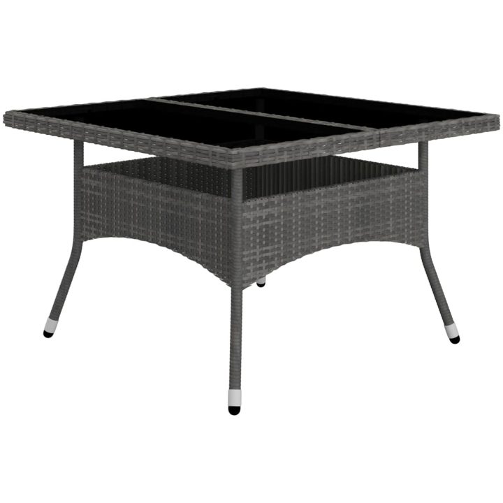 Matgrupp för trädgården 9 delar konstrotting och glas grå vidaXL – bild 3