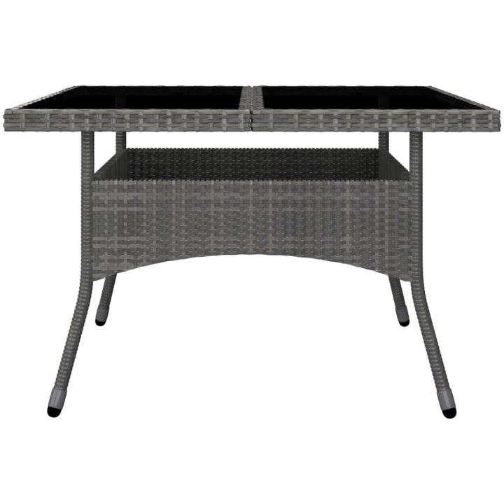 Matgrupp för trädgården 9 delar konstrotting och glas grå vidaXL – bild 4