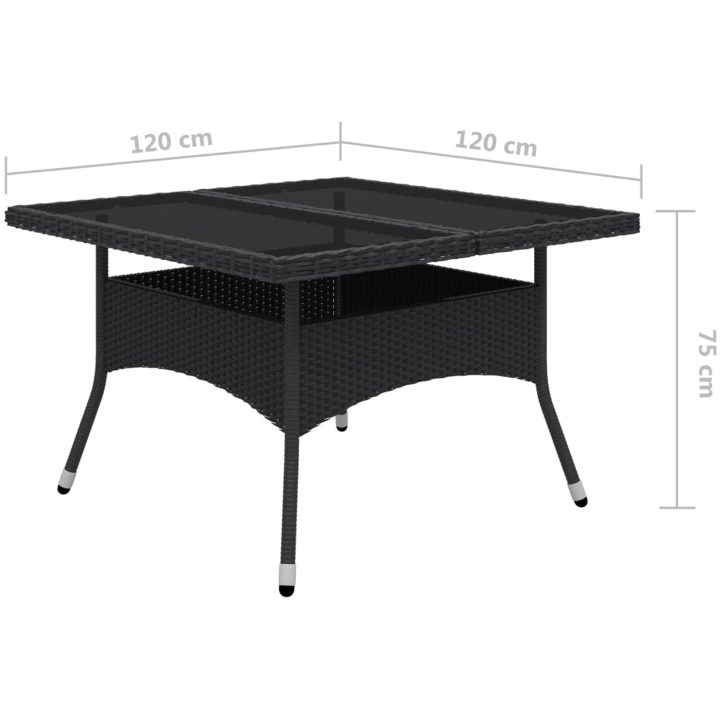 Matgrupp för trädgården 9 delar konstrotting och glas svart vidaXL – bild 12