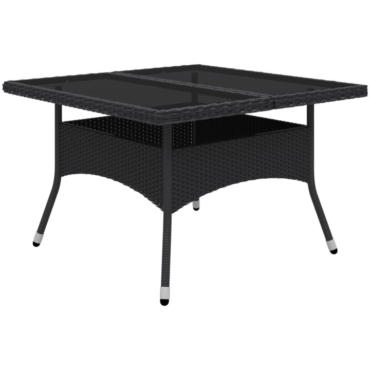 Matgrupp för trädgården 9 delar konstrotting och glas svart vidaXL – bild 3