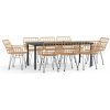 Matgrupp för trädgården 9 delar konstrotting vidaXL 200 cm bordslängd – miniatyr 2