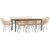 Matgrupp för trädgården 9 delar konstrotting vidaXL 200 cm bordslängd – miniatyr 3