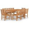 Matgrupp för trädgården 9 delar massiv teak vidaXL – miniatyr 2