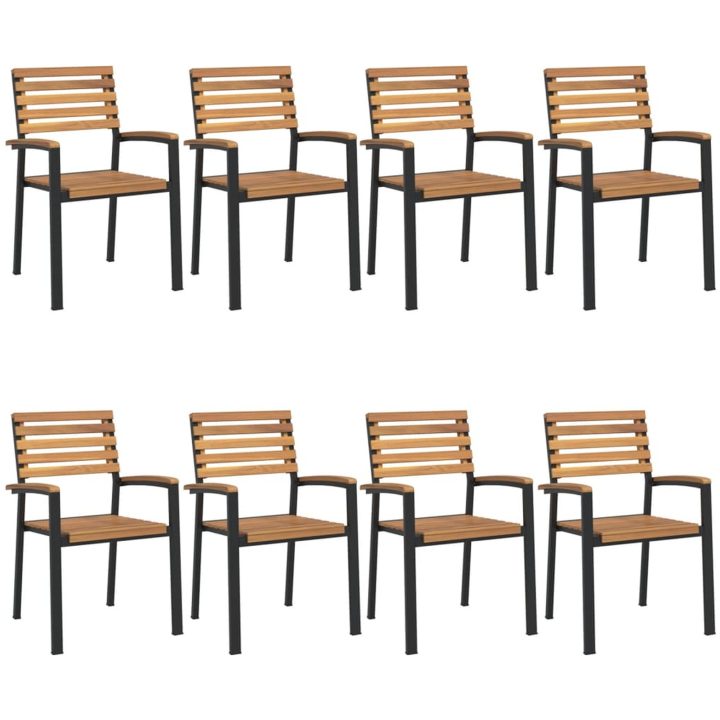 Matgrupp för trädgården 9 delar massivt akacia&metall vidaXL 200 cm table length – bild 3