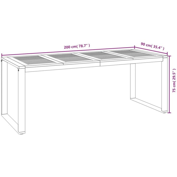 Matgrupp för trädgården 9 delar massivt akacia&metall vidaXL 200 cm table length – bild 8