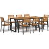 Matgrupp för trädgården 9 delar massivt akacia&metall vidaXL 200 cm table length – miniatyr 1