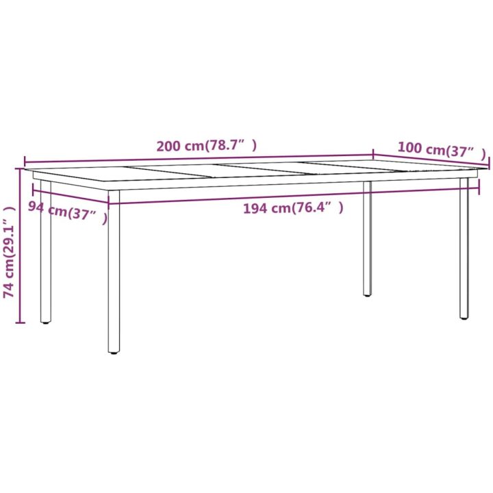 Matgrupp för trädgården 9 delar med dynor konstrotting och glas vidaXL 200 cm table length – bild 8