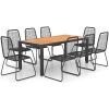 Matgrupp för trädgården 9 delar PVC-rotting svart och brun vidaXL 184.5 cm table length – miniatyr 2