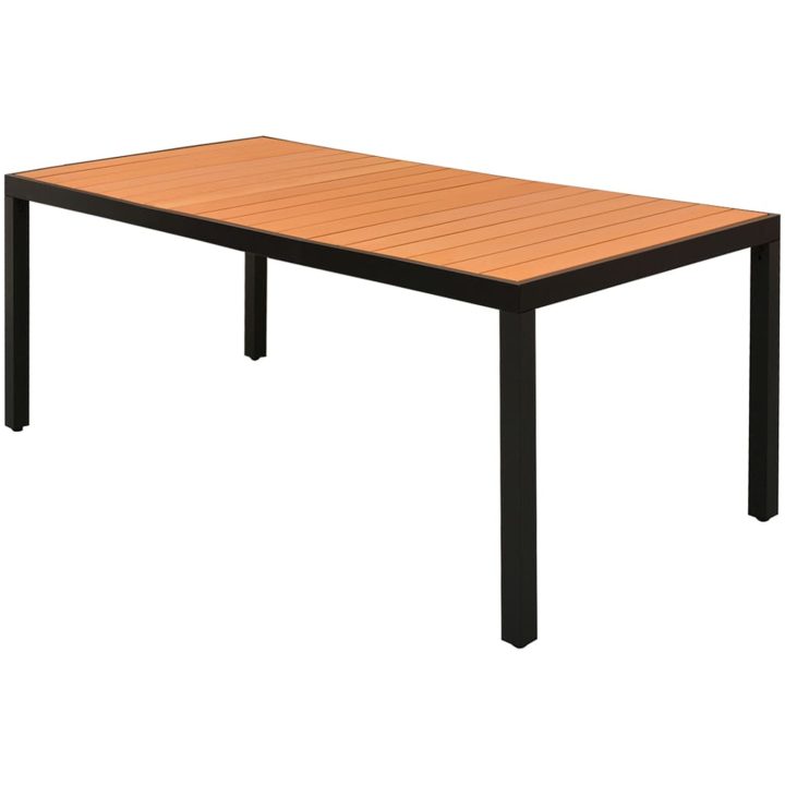 Matgrupp för trädgården 9 delar PVC-rotting svart och brun vidaXL 184.5 cm table length – bild 3