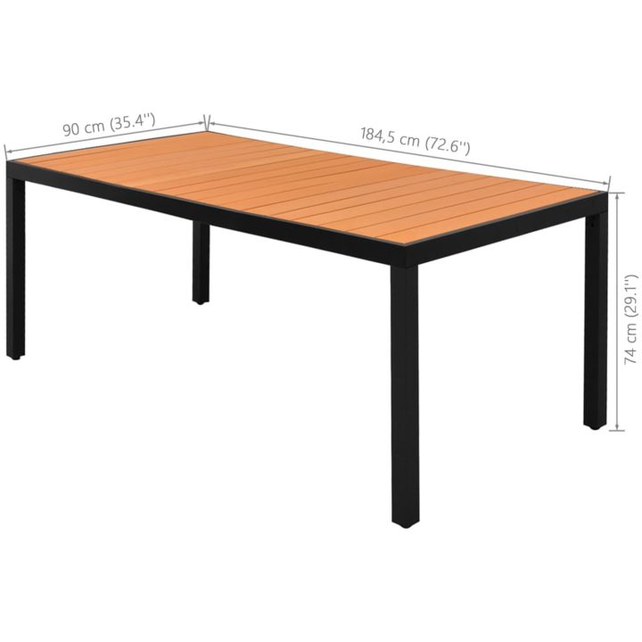 Matgrupp för trädgården 9 delar PVC-rotting svart och brun vidaXL 184.5 cm table length – bild 8