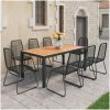 Matgrupp för trädgården 9 delar PVC-rotting svart och brun vidaXL 184.5 cm table length – miniatyr 1