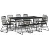 Matgrupp för trädgården 9 delar PVC-rotting svart vidaXL 200 cm table length – miniatyr 2