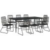 Matgrupp för trädgården 9 delar PVC-rotting svart vidaXL 200 cm table length – miniatyr 3