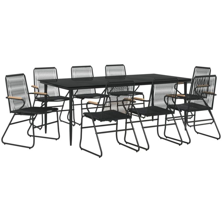 Matgrupp för trädgården 9 delar PVC-rotting svart vidaXL 200 cm table length – bild 3