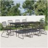 Matgrupp för trädgården 9 delar PVC-rotting svart vidaXL 200 cm table length – miniatyr 1