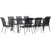 Matgrupp för trädgården 9 delar stål och textilen svart vidaXL 200 cm table length – miniatyr 2